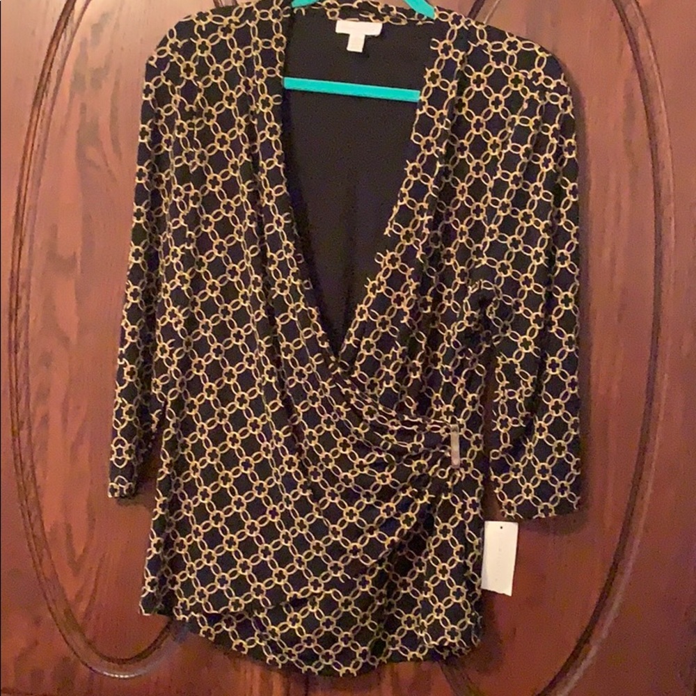 Charter club top. XL. NWT  black with gold “chain”